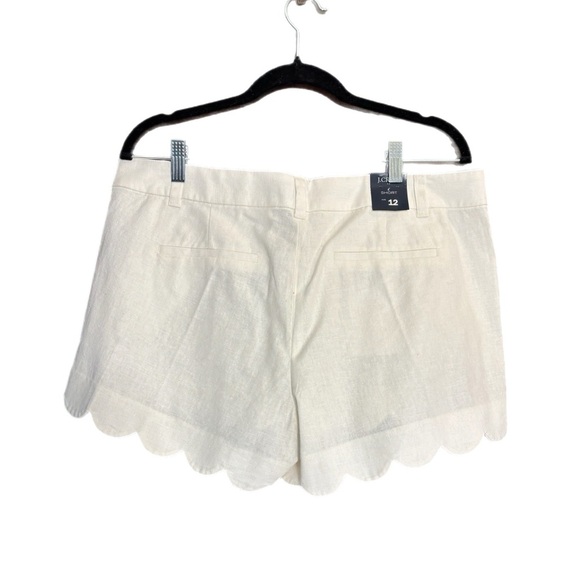 J. Crew NWT white linen shorts w/ scalloped hem - Picture 2 of 2